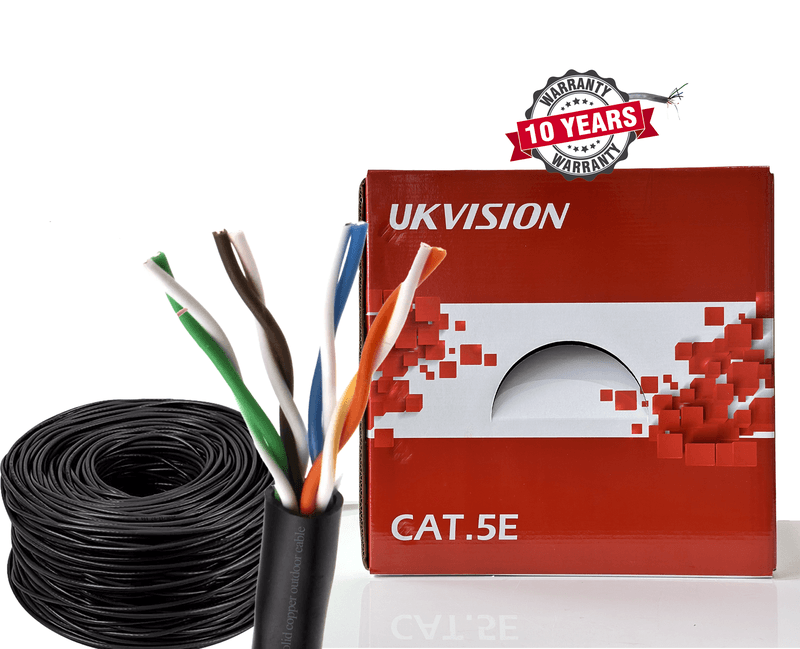 UKVISION Cat5e UTP Outdoor Network Cable 100m Solid Copper Black