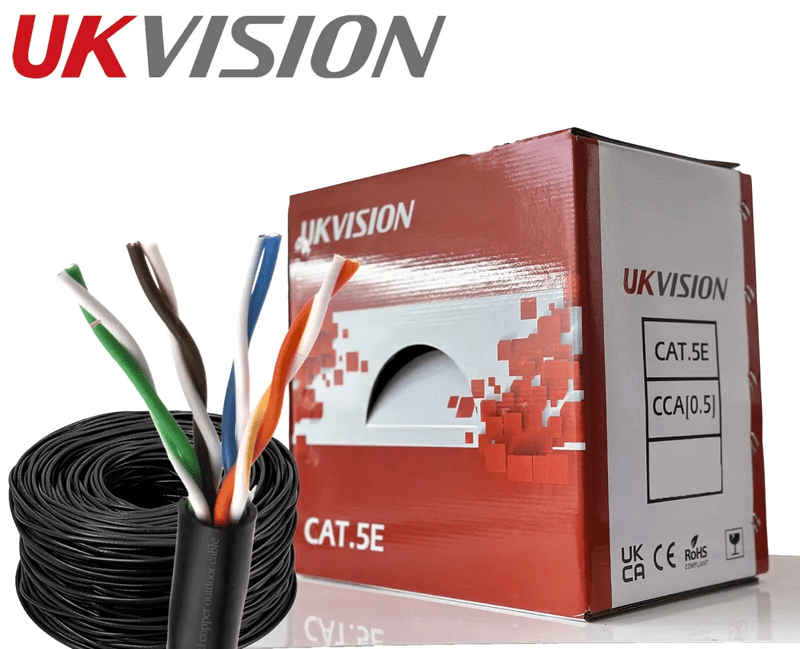 UKVISION Cat5e UTP Outdoor Network Cable 305m CCA PE Black Reel