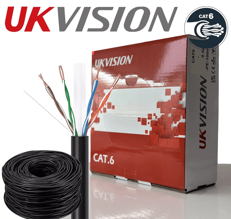 UKVISION Cat6 UTP Network Cable 100m Solid Copper 0.52mm Black