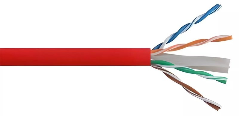 RJ45 CAT6 U/UTP Outdoor Ethernet Cable 1m Reel Red 23AWG Solid Copper