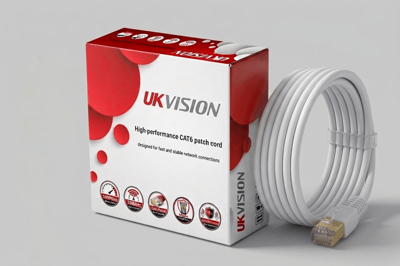 UKVISION Cat6 RJ45 Ethernet Patch Cable 20m White 1Gbps CCA